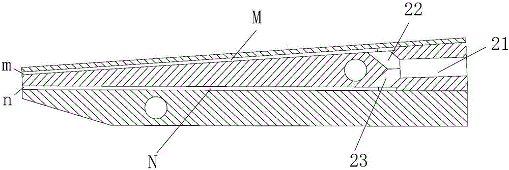 Dual flow channel gathering type paraxial powder conveying feeding nozzle