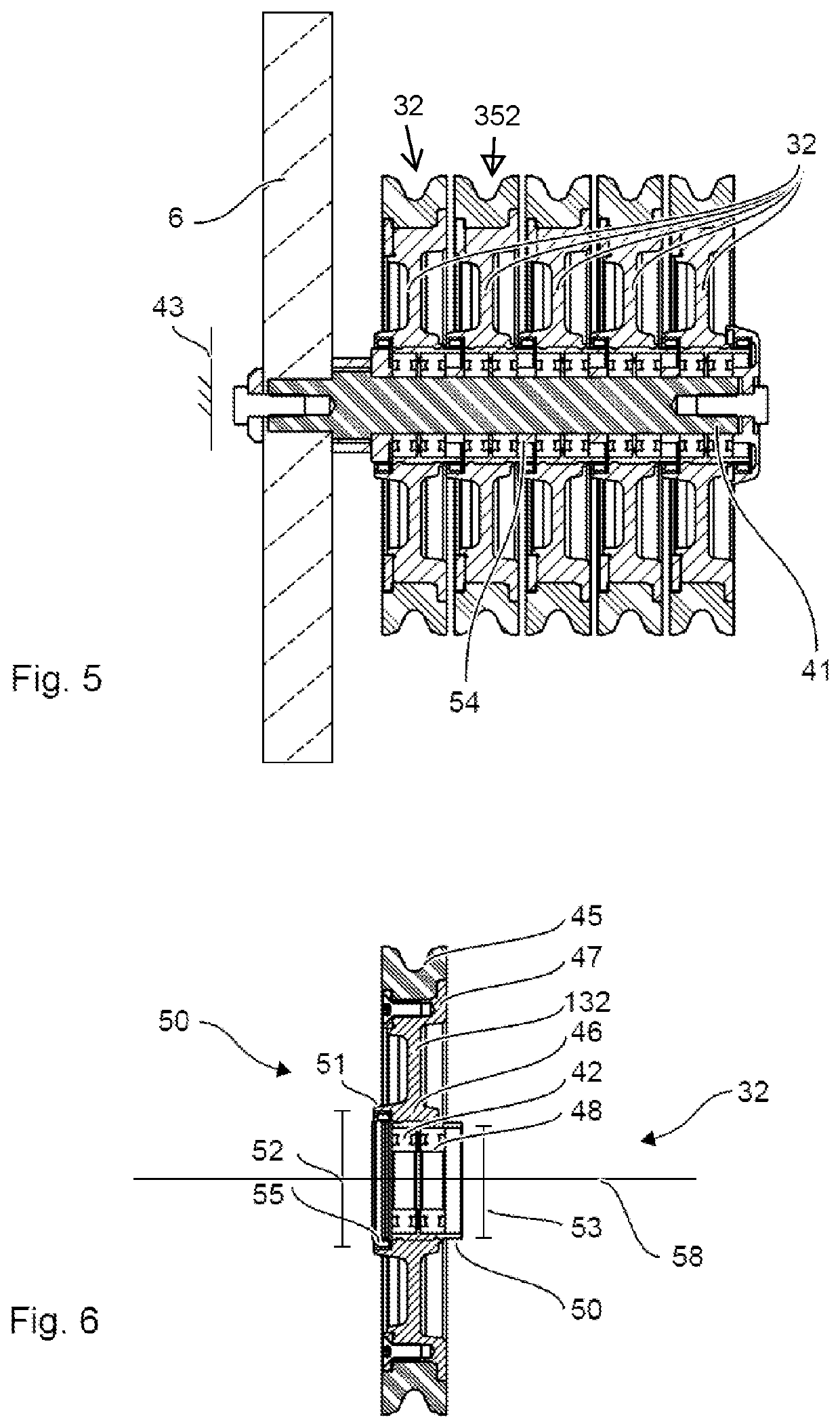 Deflection roller, deflection roller package and wire saw