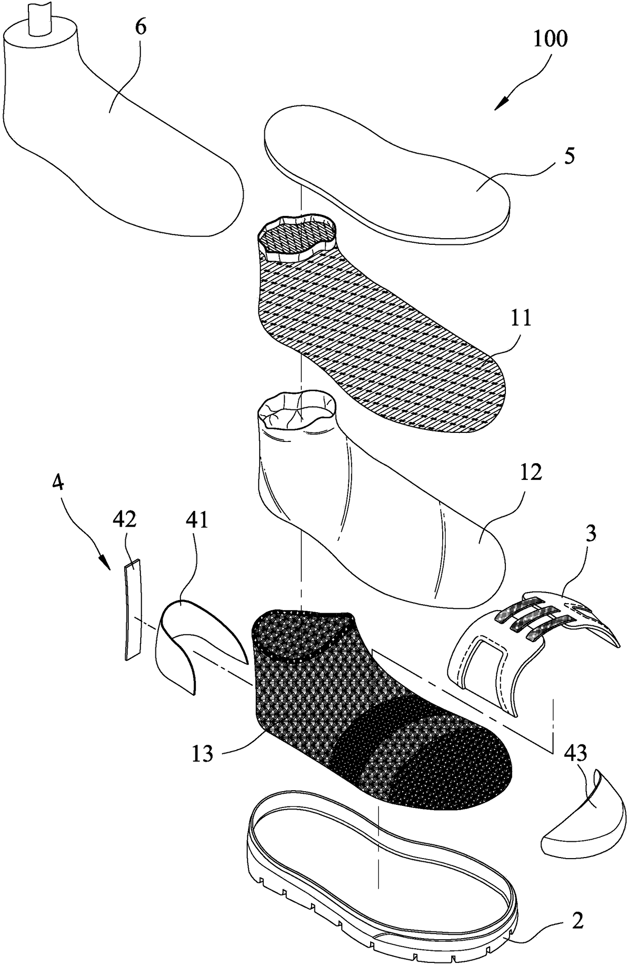 Manufacturing method of stereoscopic sock shoe with stiffness