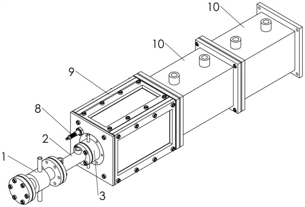 Premixed gas rotational flow combustion test device and method suitable for optical diagnosis