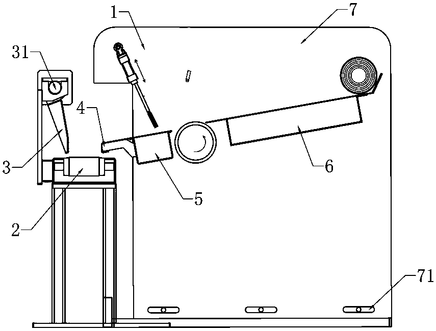 Novel coiled material tail end positioning and conveying device