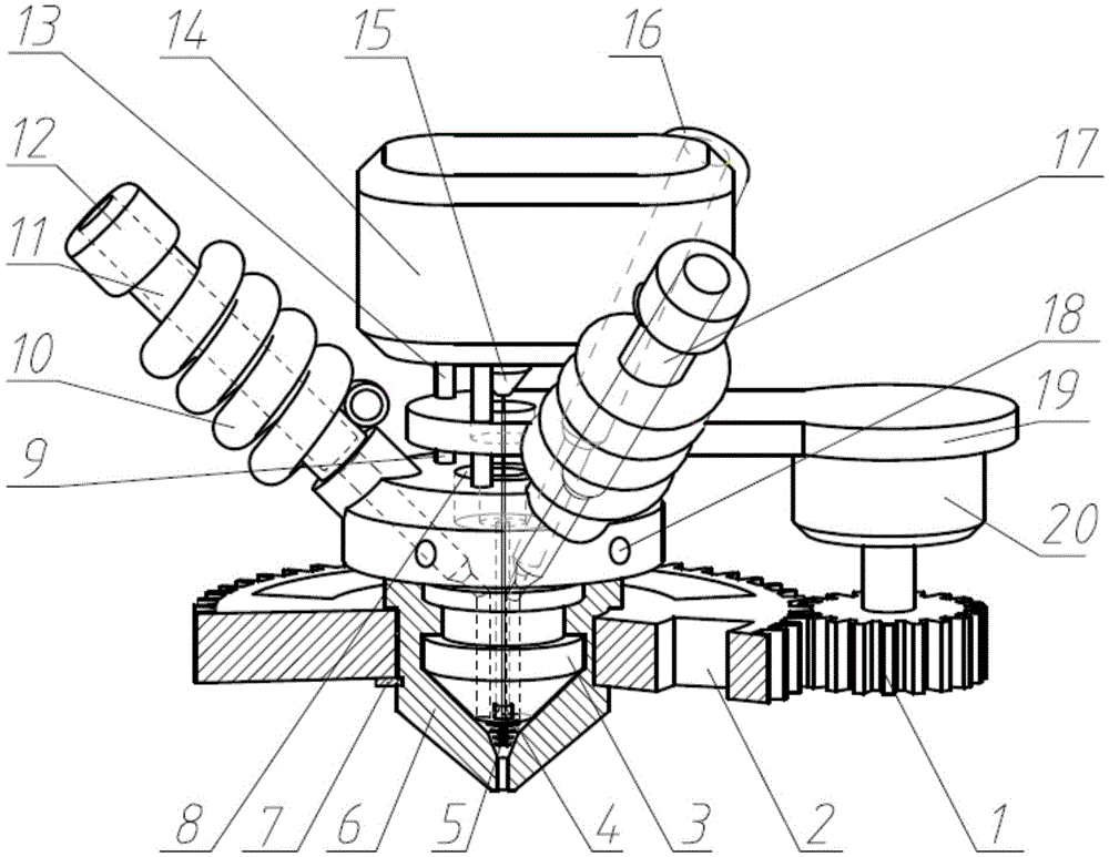 Extrusion nozzle for 3D color printer