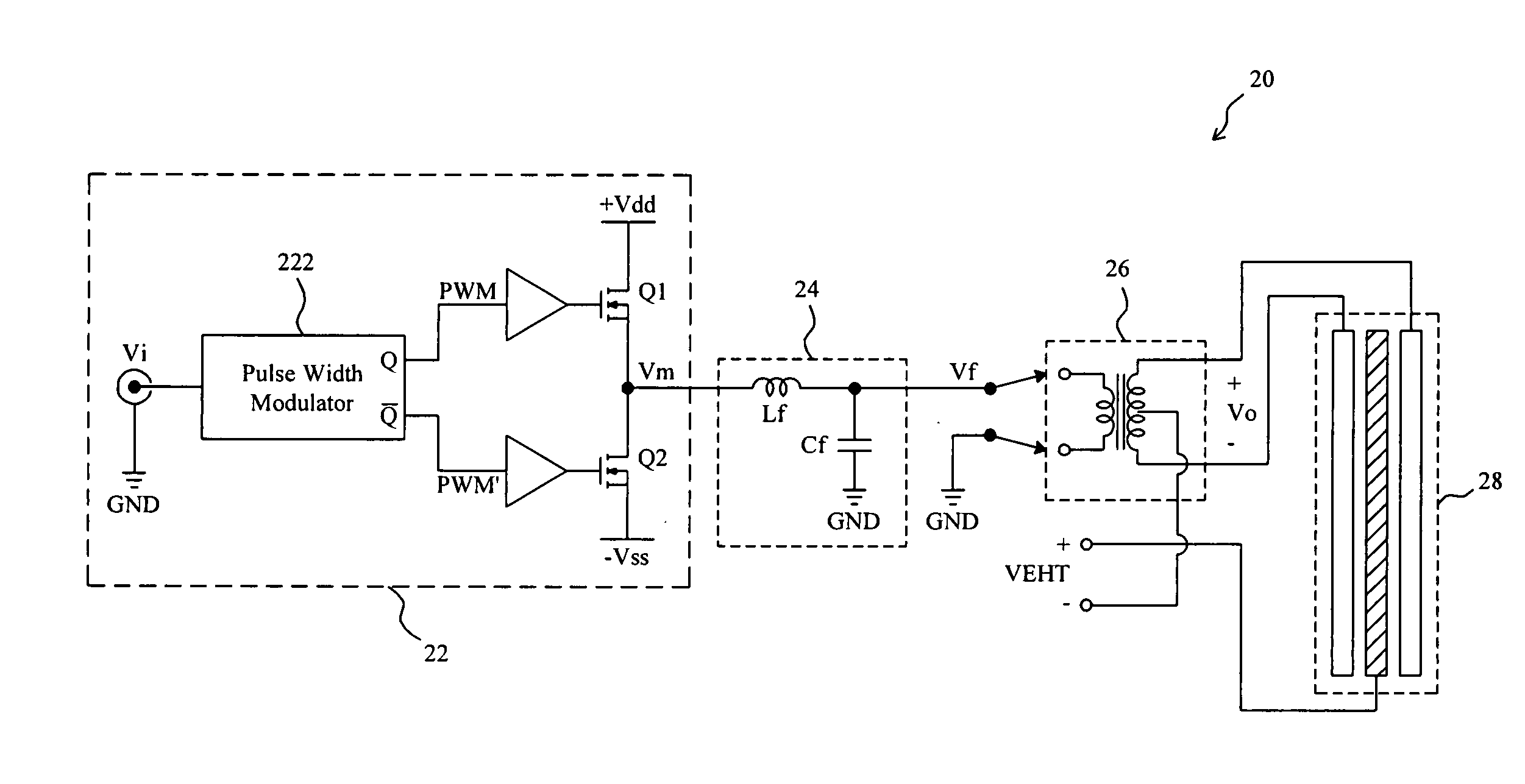 Electrostatic loudspeaker driver