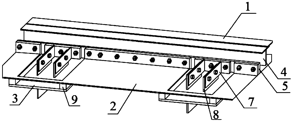 Structure and construction method of upper and lower steel plate sandwich steel-concrete combined bridge deck slab