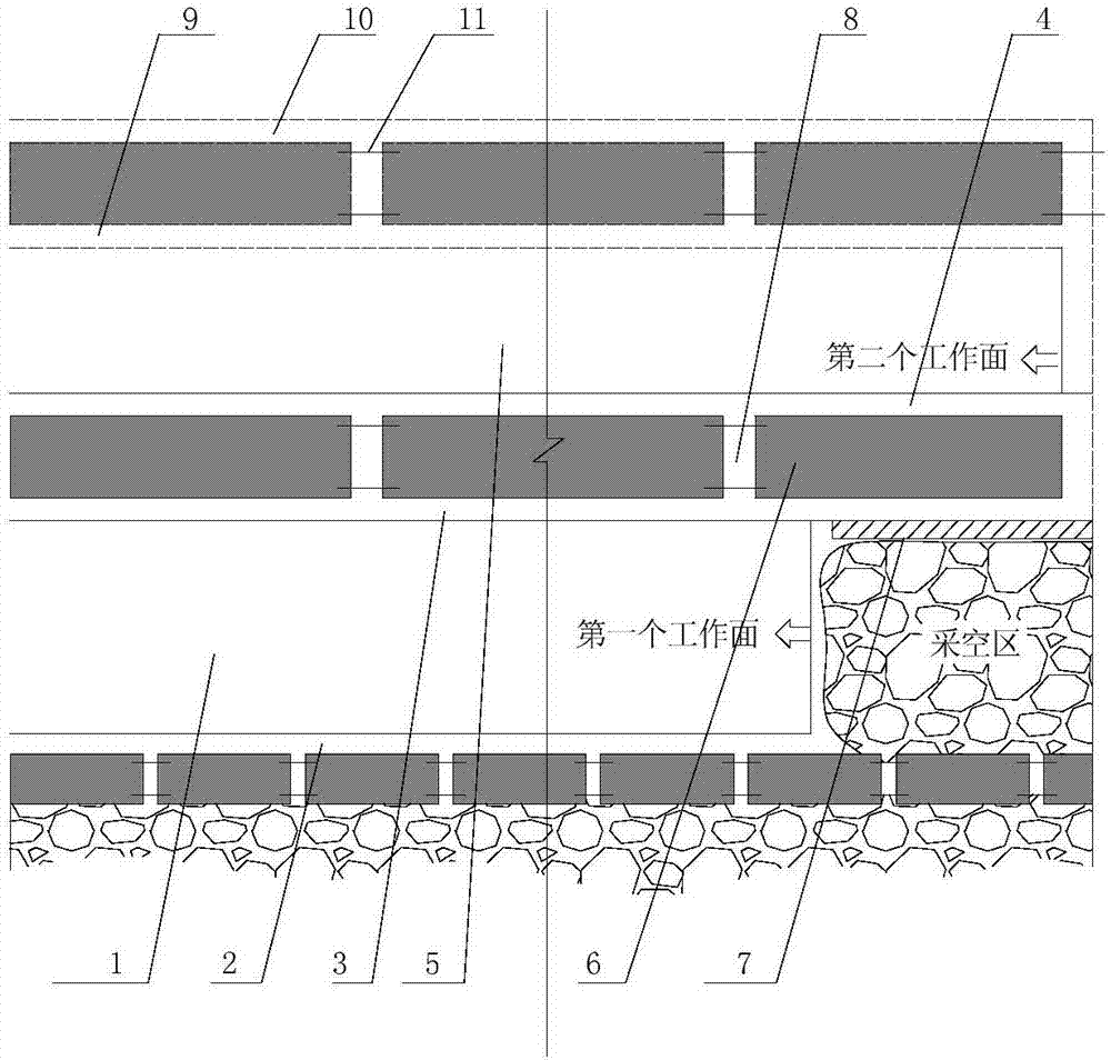 Double-roadway arrangement non-pillar mining method for high-gas-burst coal seam