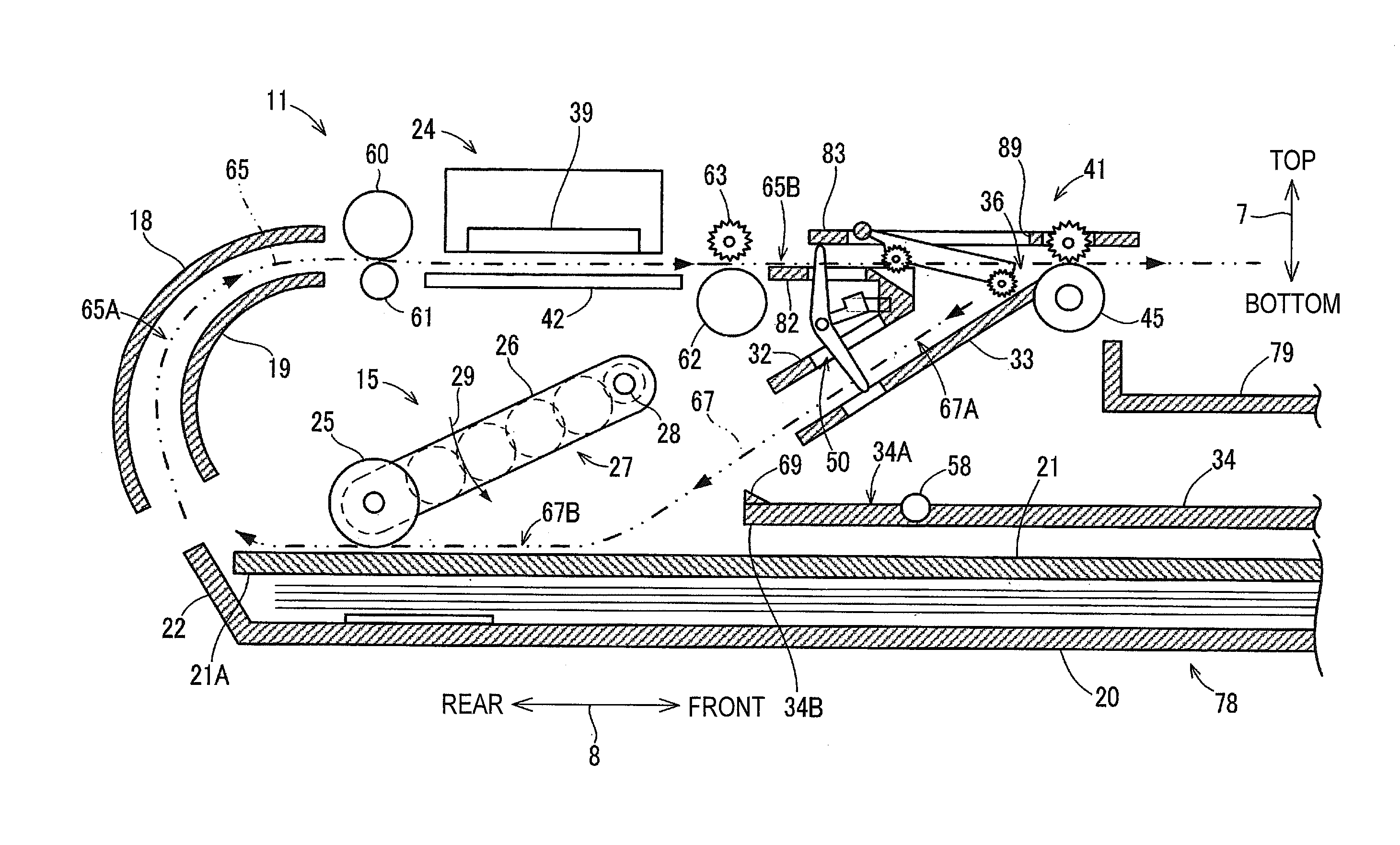 Feeding device and image recording apparatus with the feeding device