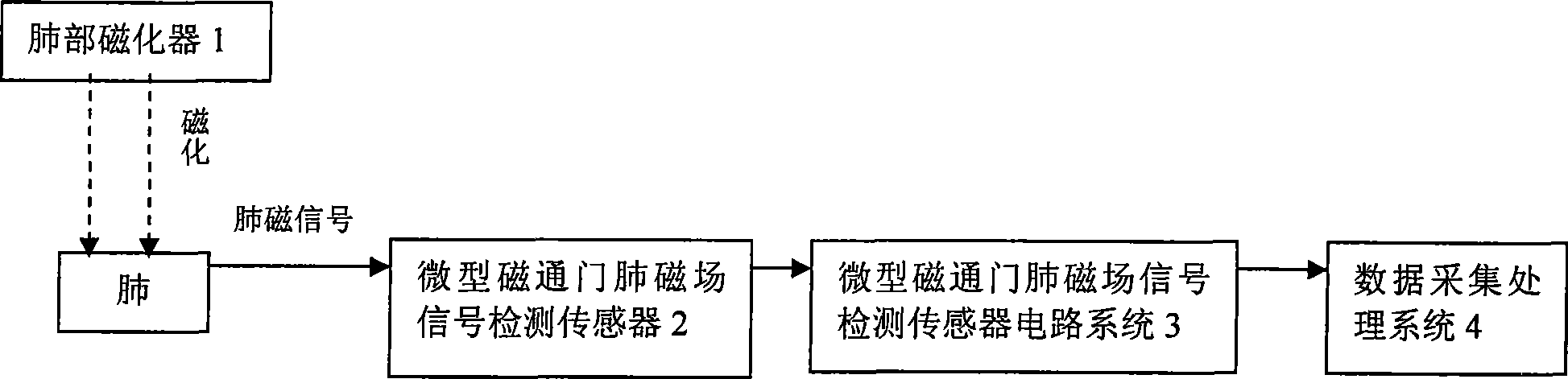 Micro flux-gate lung magnetic signal detection device