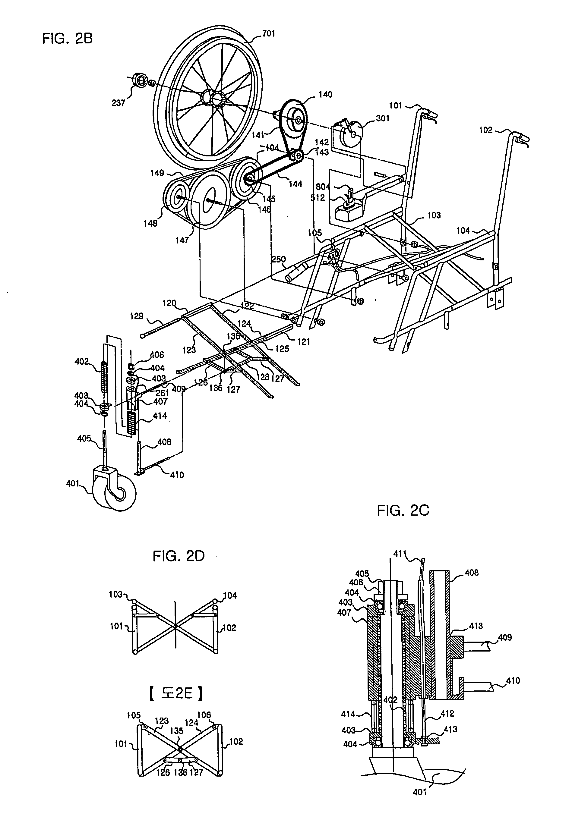 Wheelchair with forced driven front caterpillar wheels