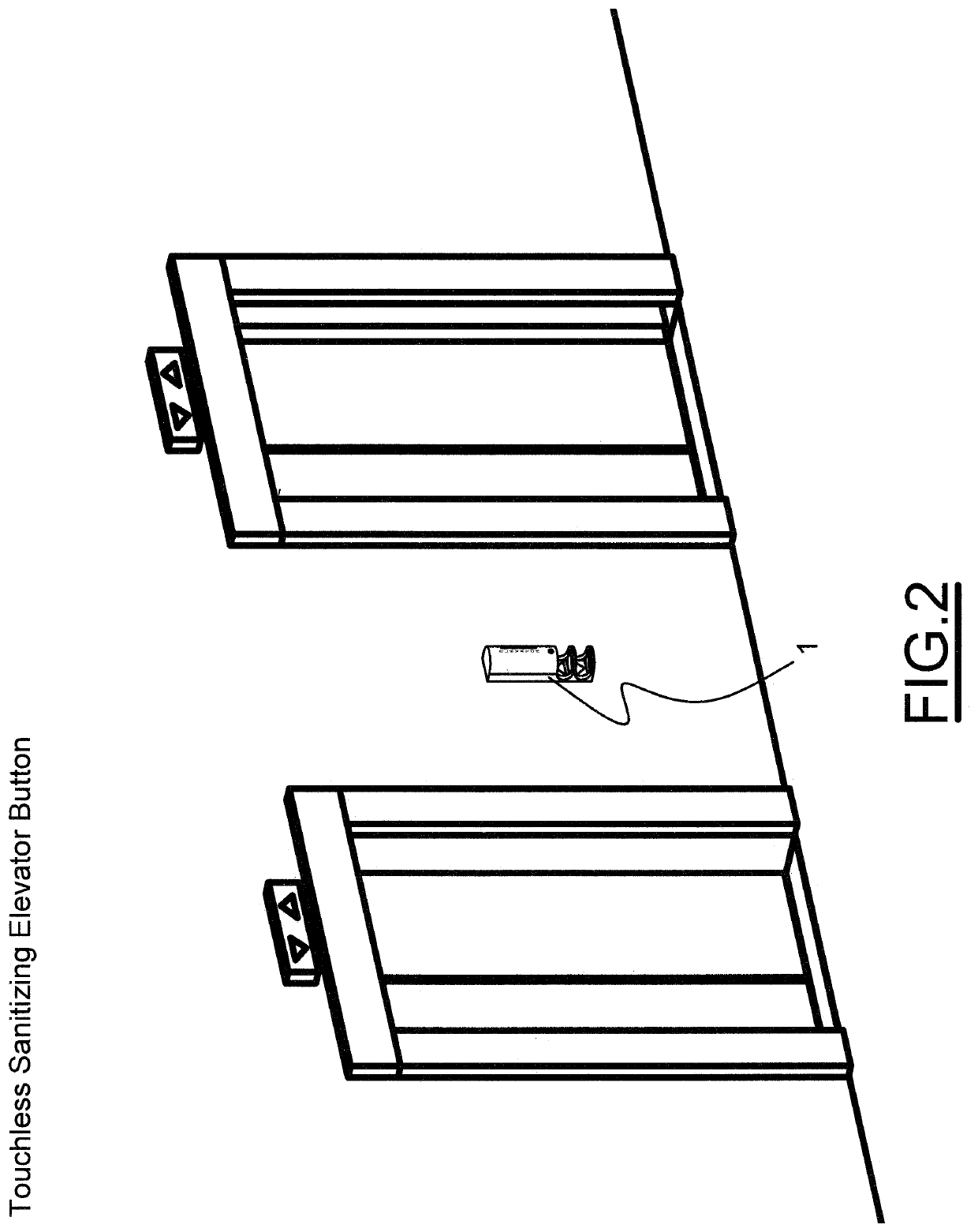 Touchless sanitizing elevator button