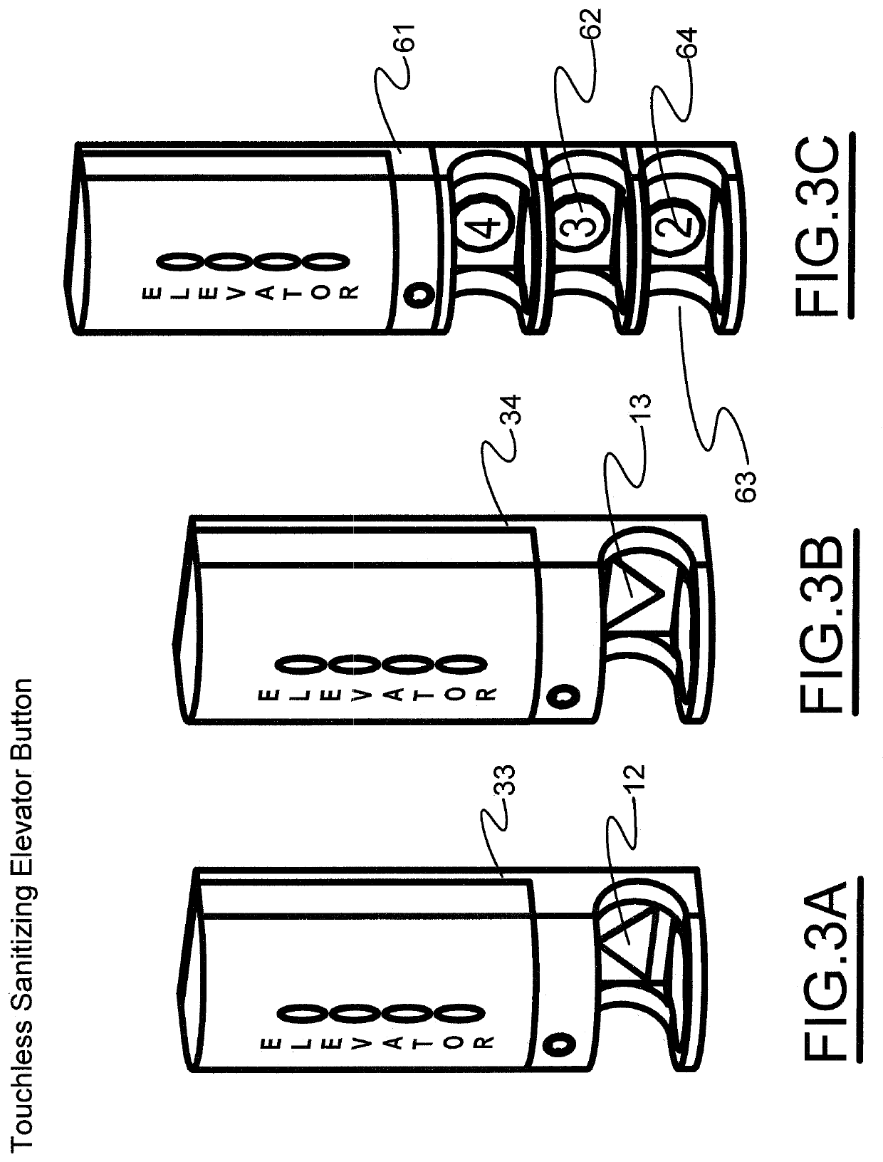 Touchless sanitizing elevator button