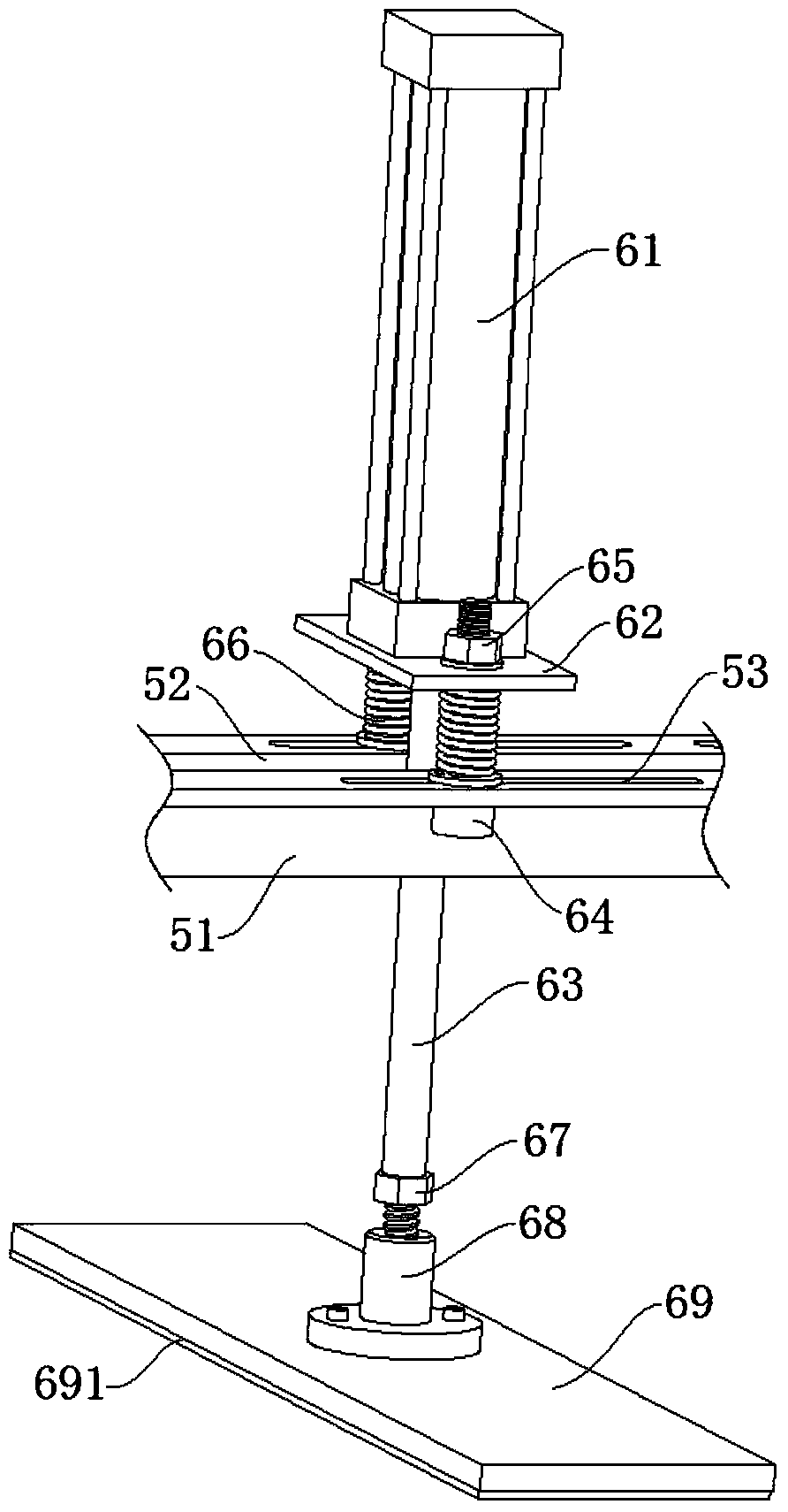 Pneumatic flat pressing machine for sticking carton box