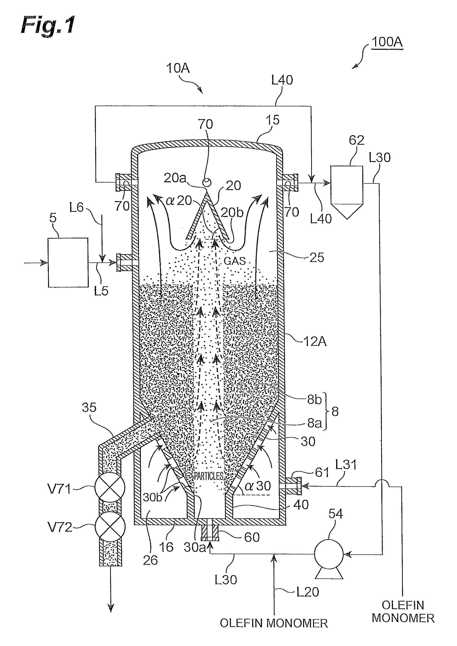 Spouted-fluidized bed-type olefin polymerization reactor