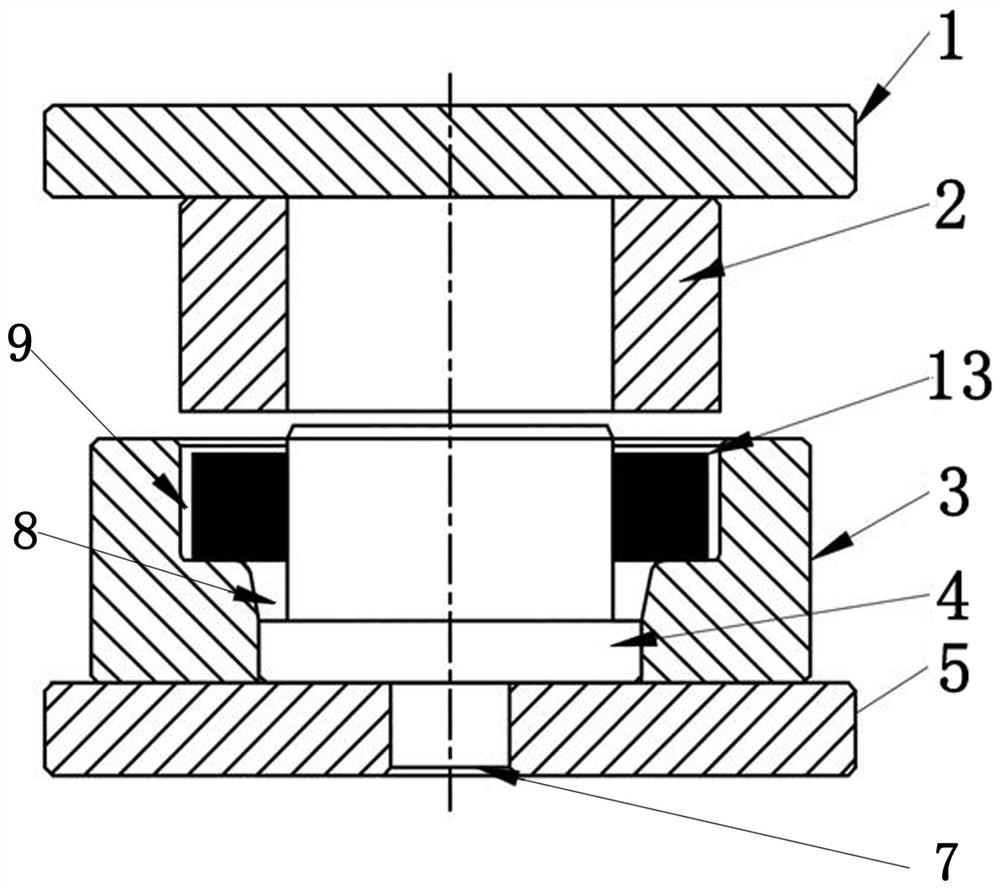 Closed large-sized copper-nickel alloy BFe30-1-1 flange forming die and machining method