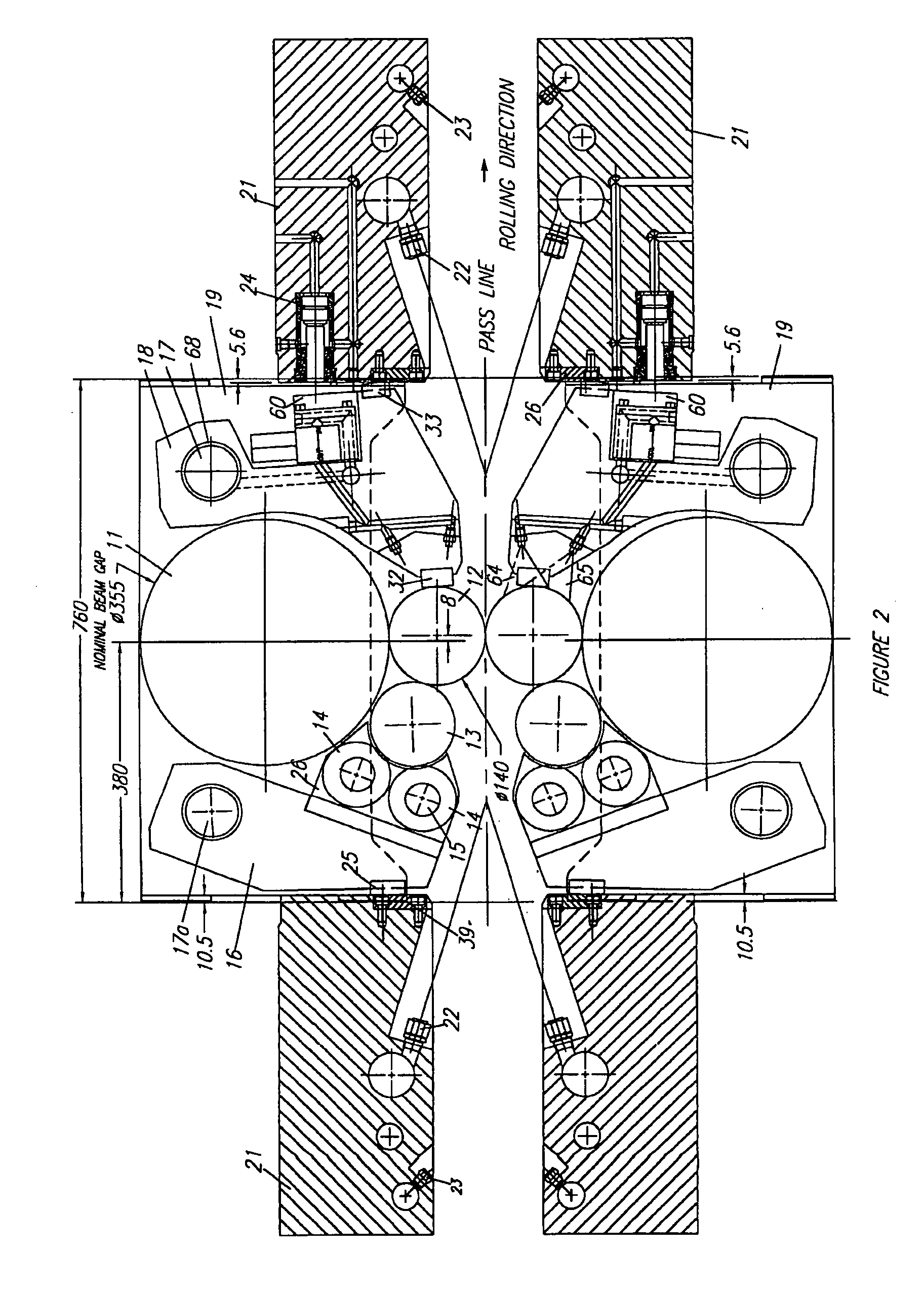 Side supported 6-high rolling mill