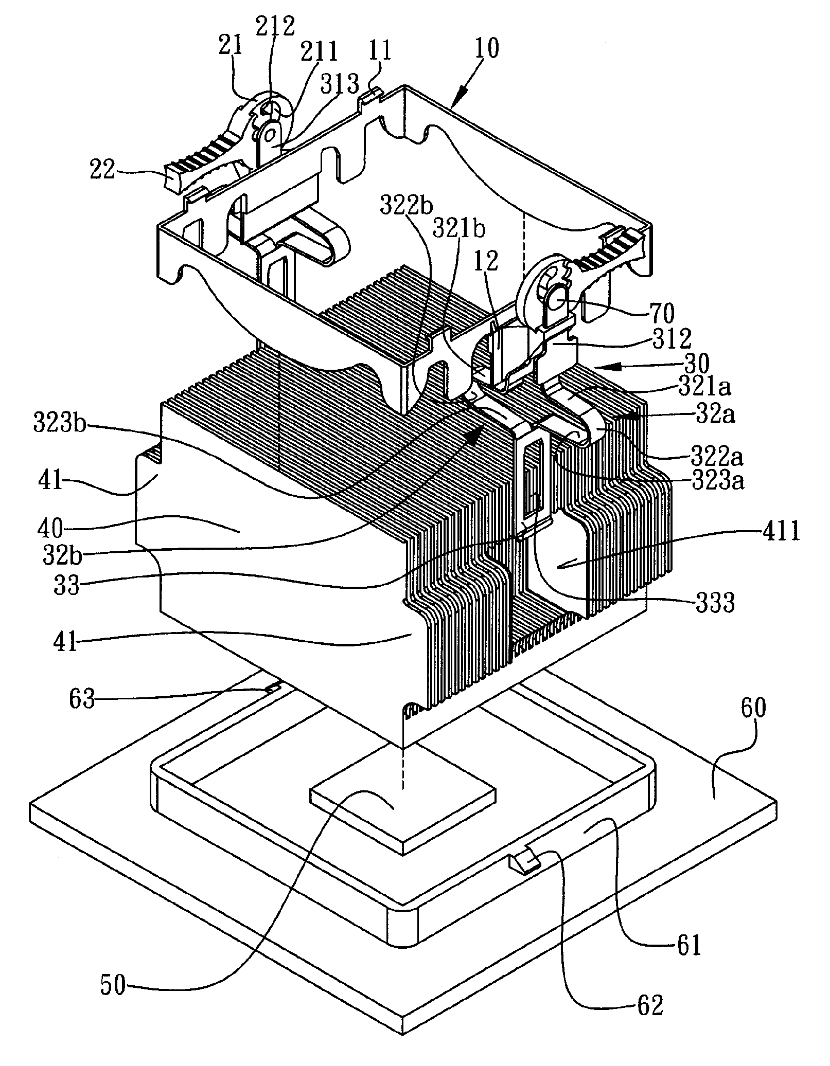 Retaining tool for a heat sink