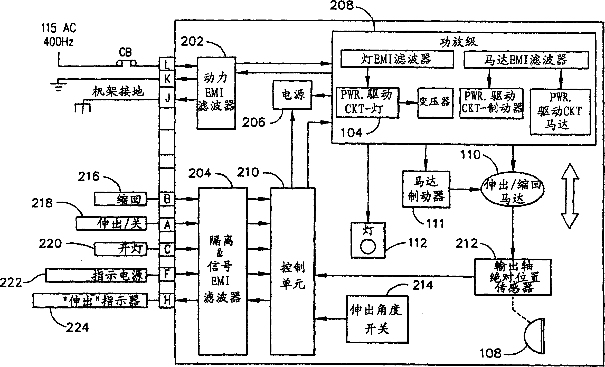 Electronically controlled aircraft retractable landing light with manual refraction capability