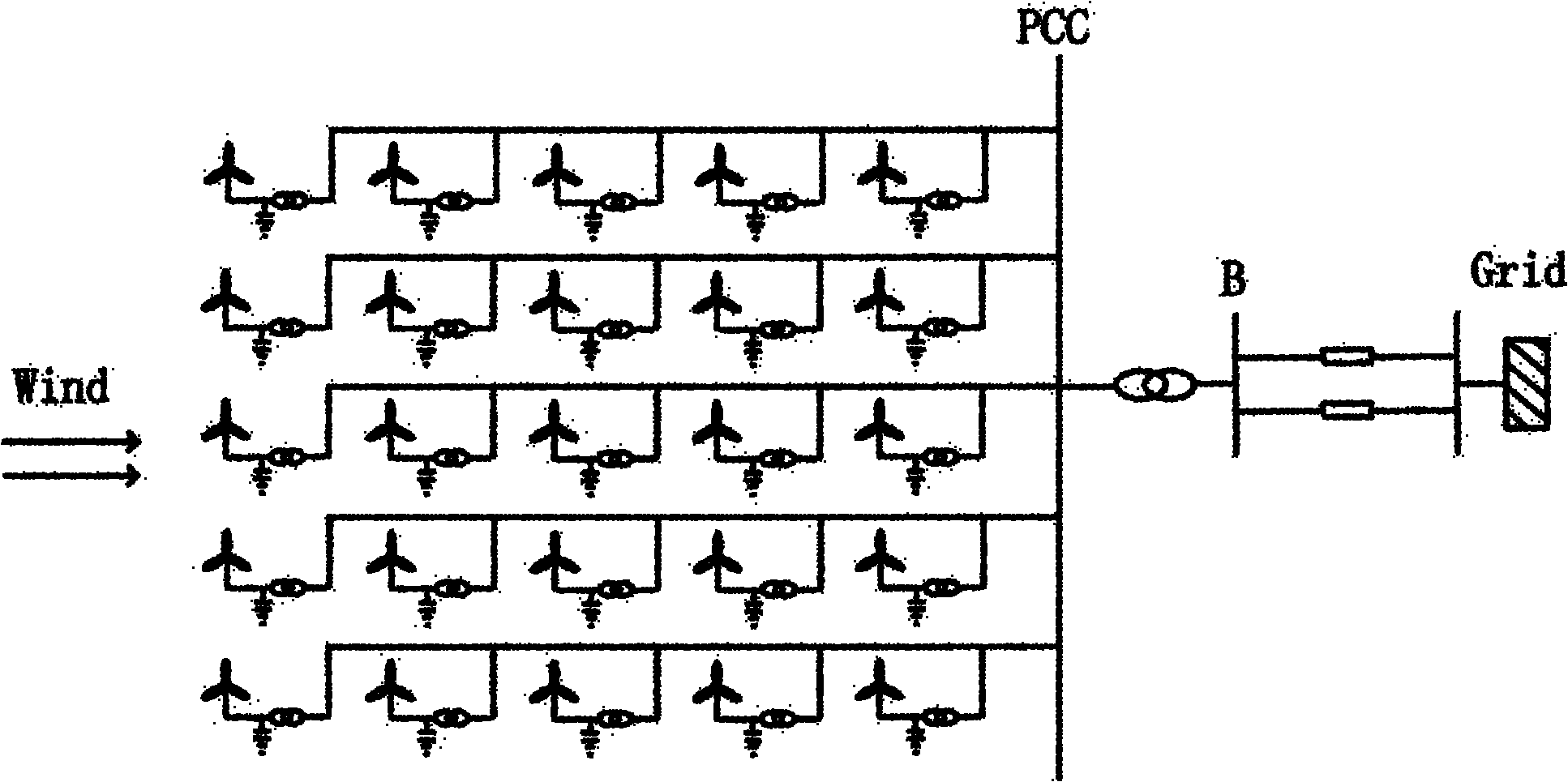 Variable-parameter capacitance compensation equivalent modeling method for wind power station of constant-speed wind power unit at fluctuating air speed