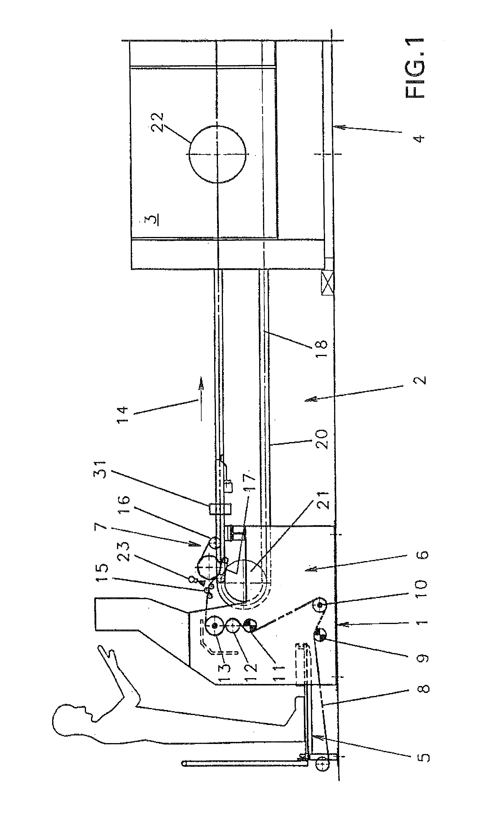 Method of edge glueing, and a tensioning aggregate with a device for edge glueing