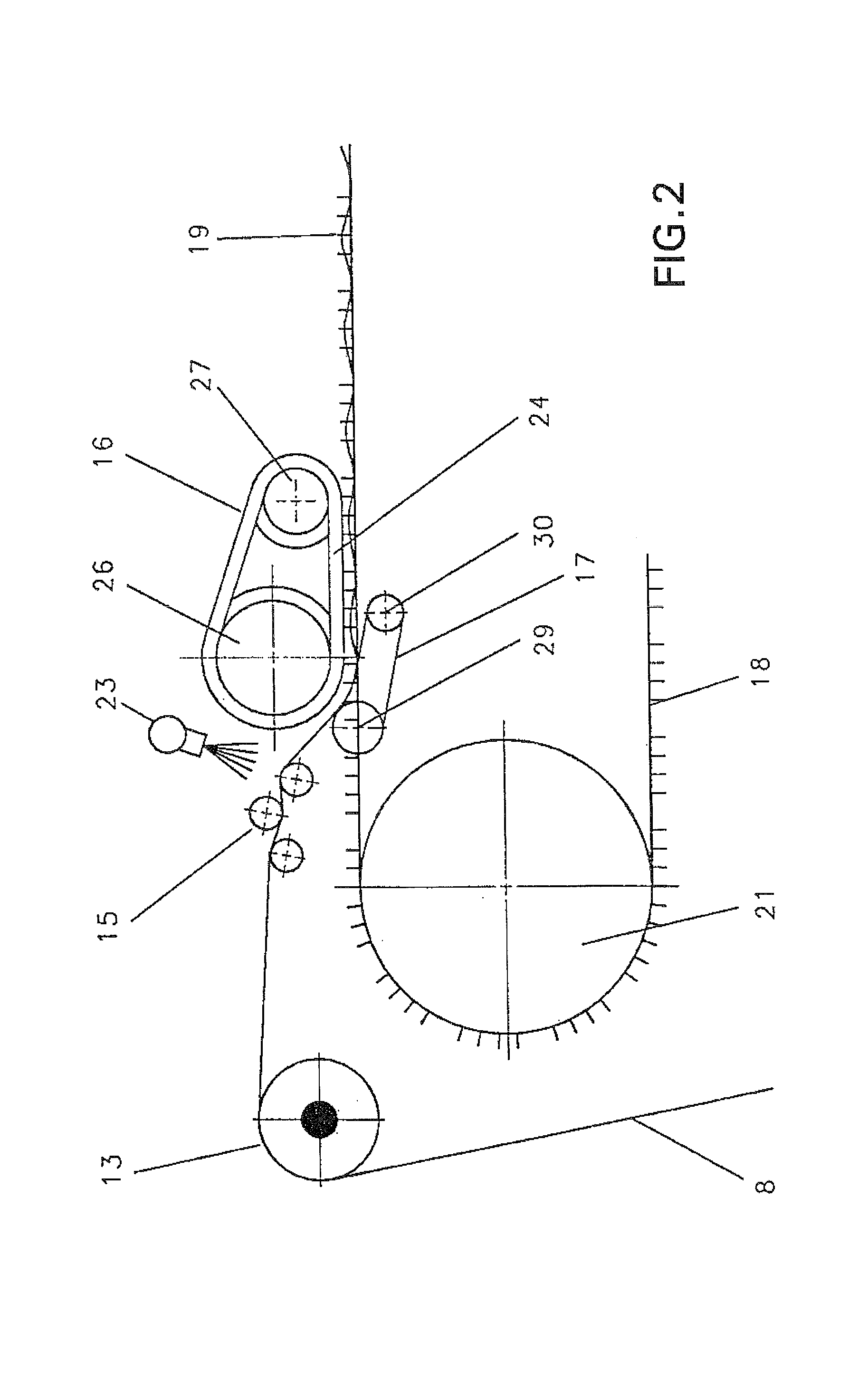 Method of edge glueing, and a tensioning aggregate with a device for edge glueing