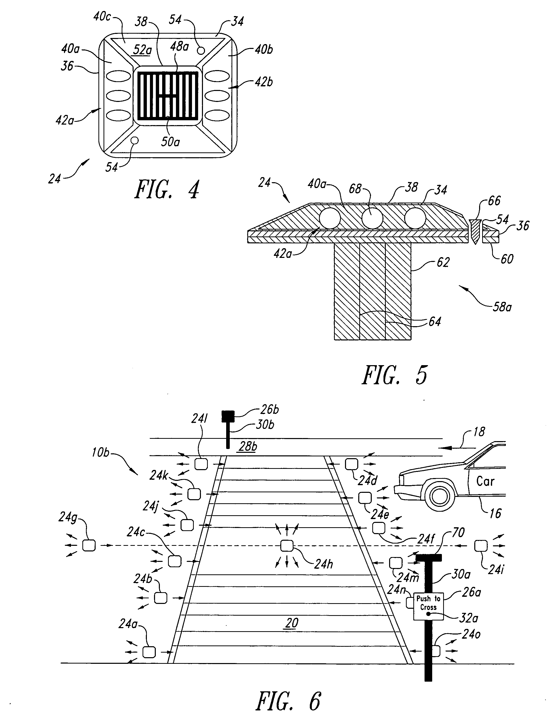 Methods, systems and devices related to road mounted indicators for providing visual indications to approaching traffic