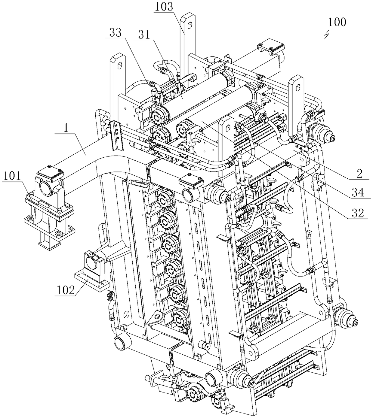 Novel fan-shaped section 0 section of fully-arc-shaped slab continuous casting machine