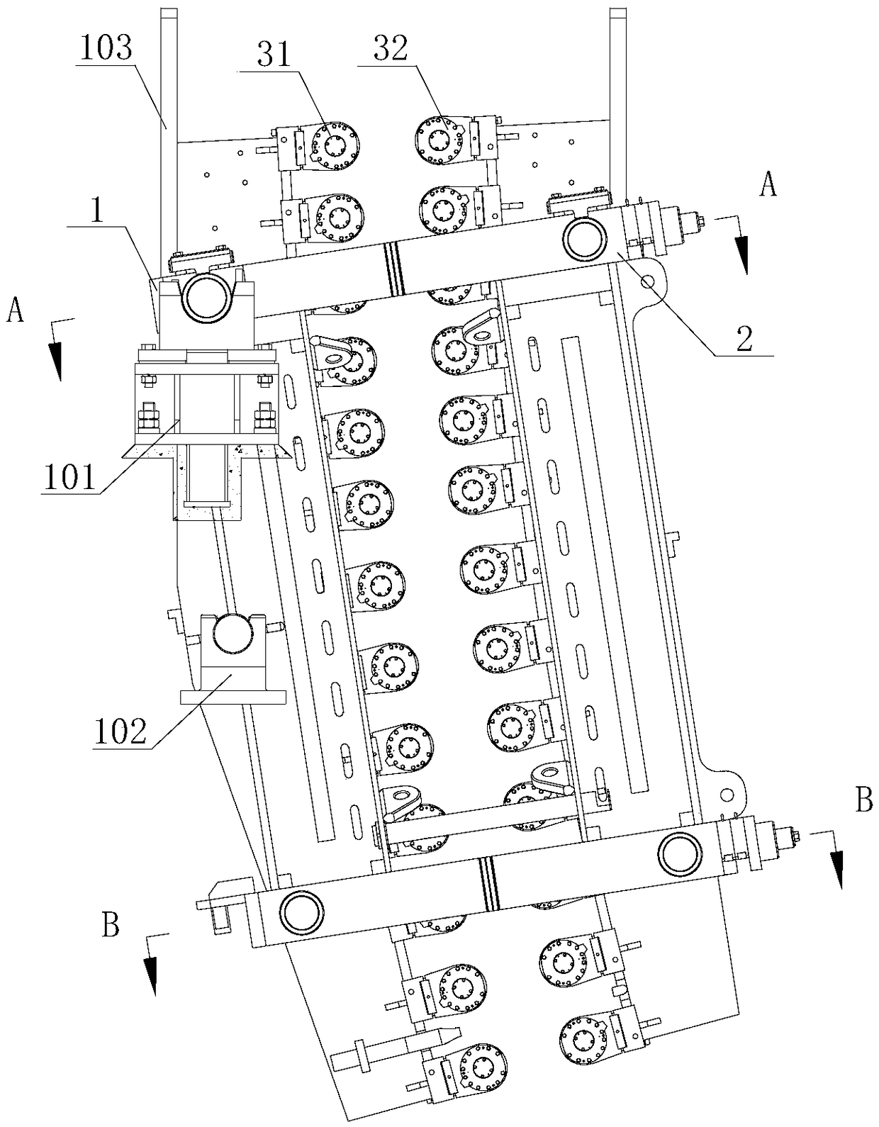 Novel fan-shaped section 0 section of fully-arc-shaped slab continuous casting machine