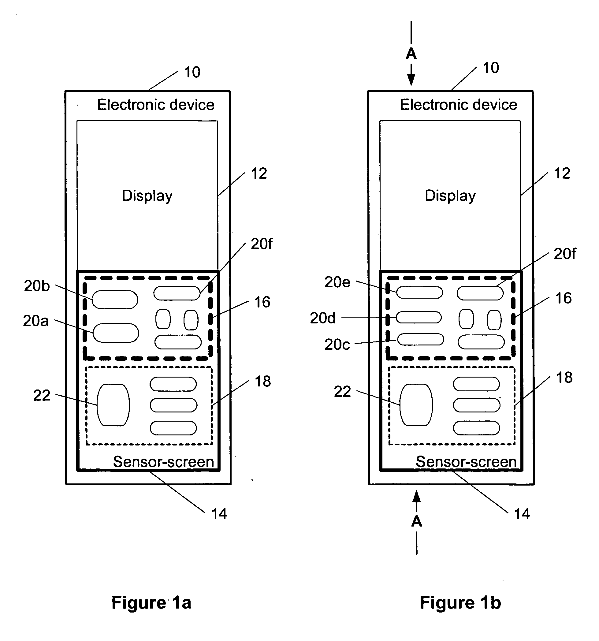 Changing keys drawn on a display and actuating them using a sensor-screen