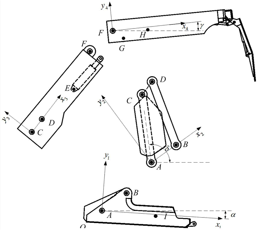 Hydraulic support working posture determining method based on space coordinate converting