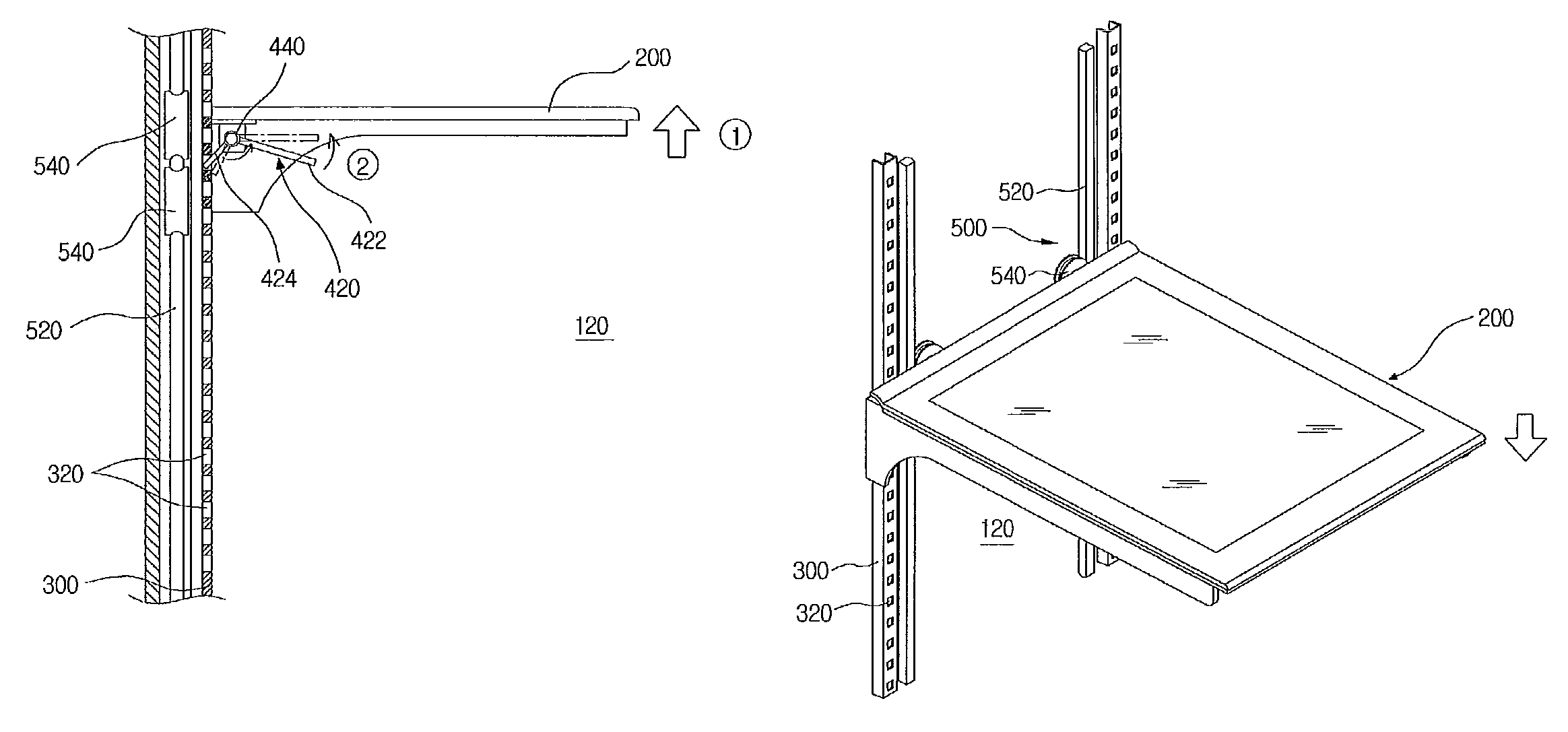 Elevation adjustment apparatus for shelf in refrigerator