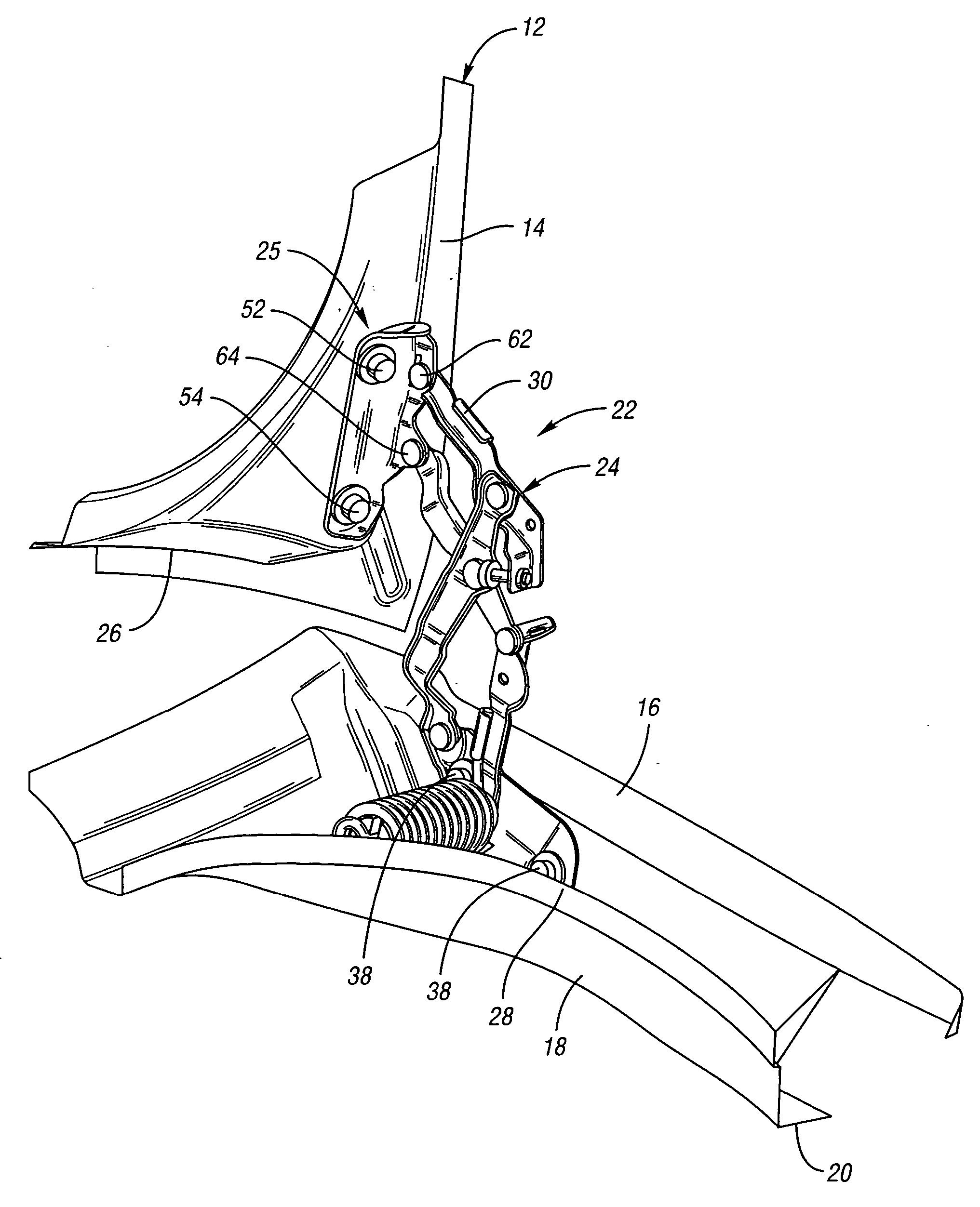 Gutter mounted deck lid hinge