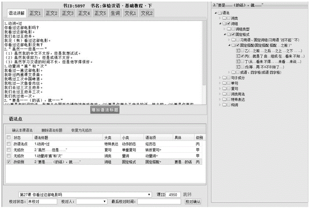 International Chinese-teaching oriented grammar point identification method