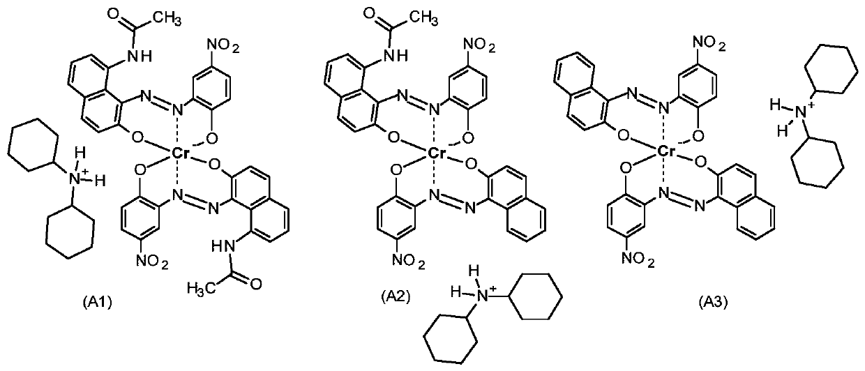 Polyamide composition which is dyed in black, production and use thereof