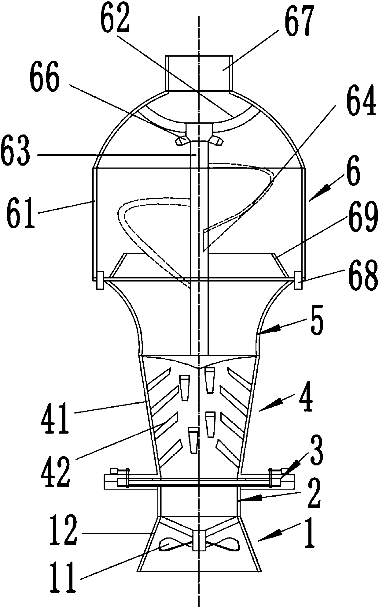 Gas-liquid separation device for mass transfer exchange