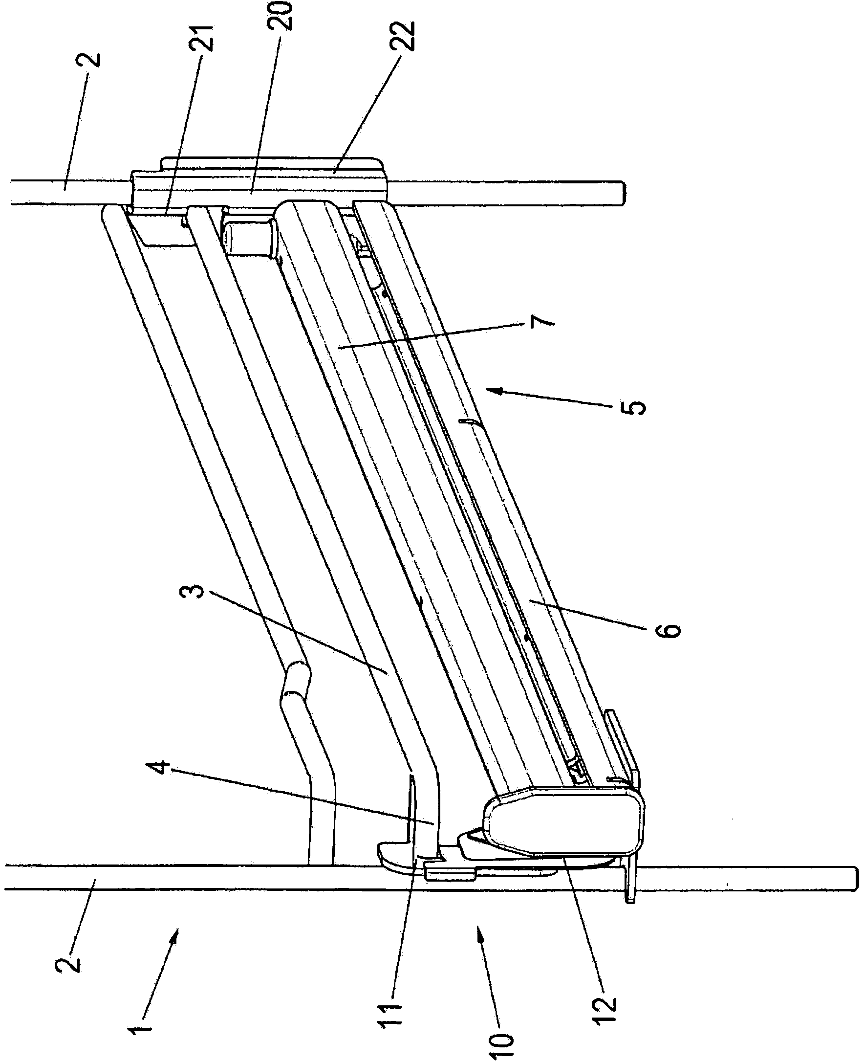 Connecting device for fixing a pull-out guide to a side grate