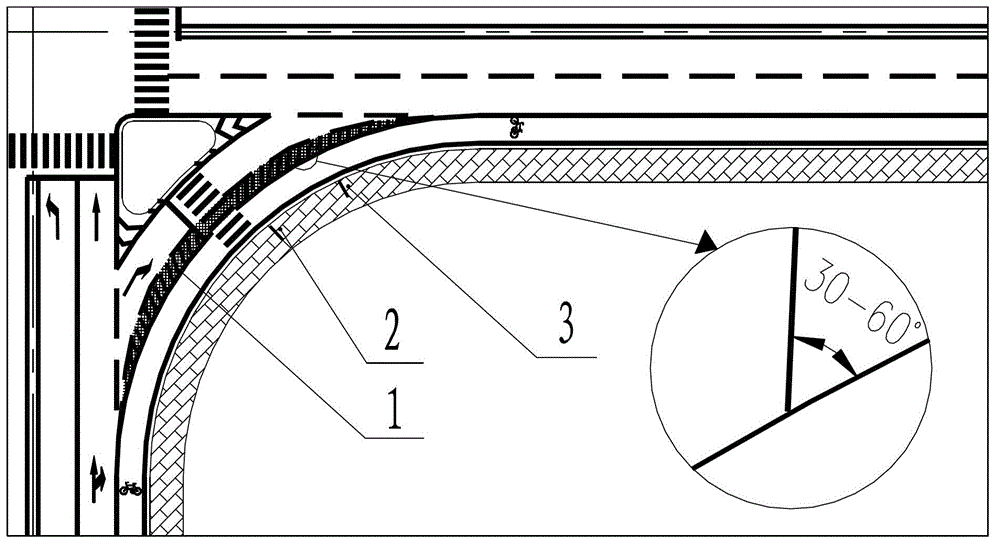 Safety warning method for widened area on inner side of small-radius curve of road