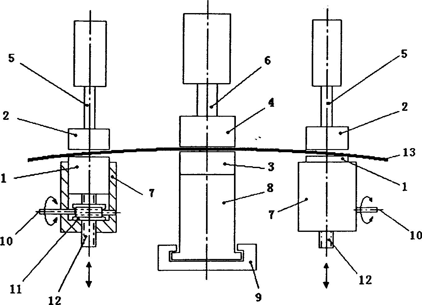 Vertical preflex device for rib cold bending unit