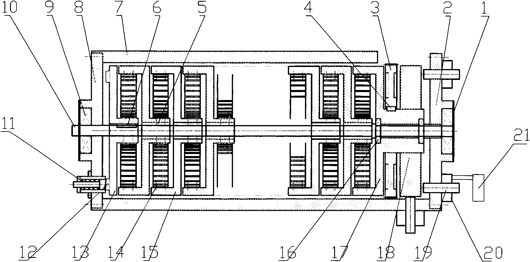 Environmentally-friendly and high-efficiency multi-clockwork energy-storing and energy-releasing device