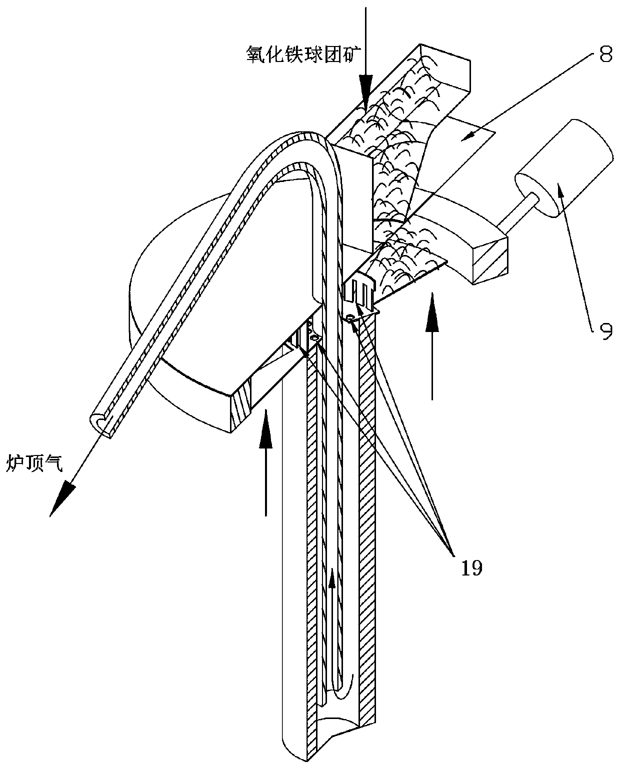 Device for directly preparing reduced sponge iron from pellets