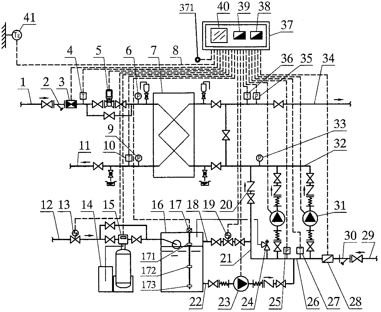 Temperature/pressure-change heating heat exchanger unit