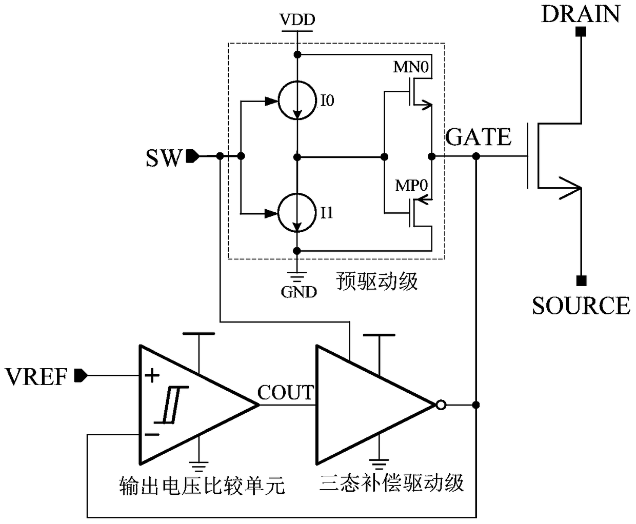 Power tube grid drive circuit and segment drive method