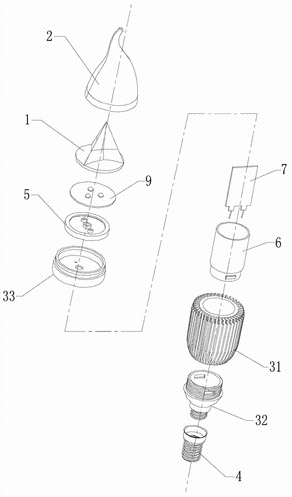 Light guide piece and LED (Light Emitting Diode) candle lamp bulb applying same