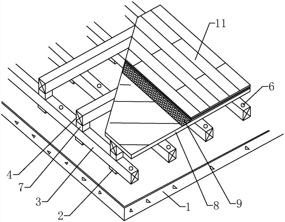 Wood floor for stadium and production process thereof