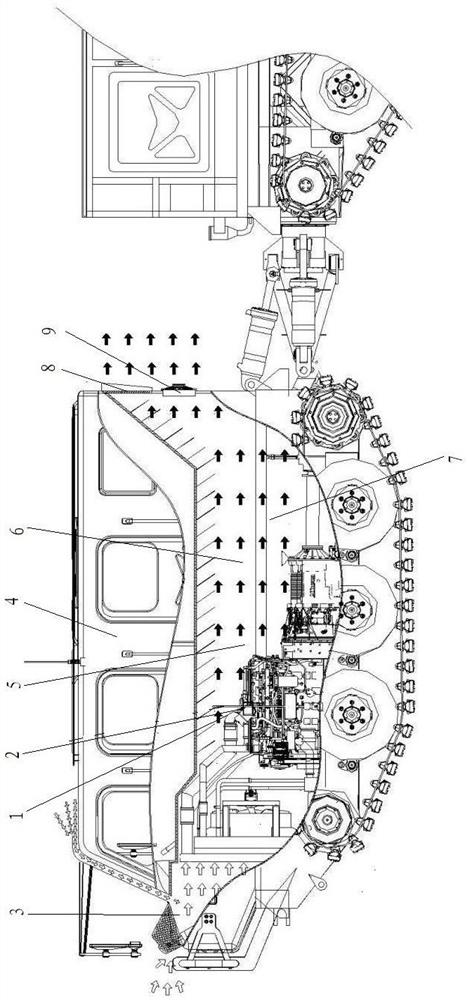 Two-section crawler sealed cabin air passage system