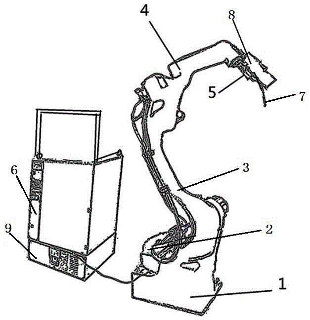 High-precision robot automatic welding device special for grid plate and working method thereof