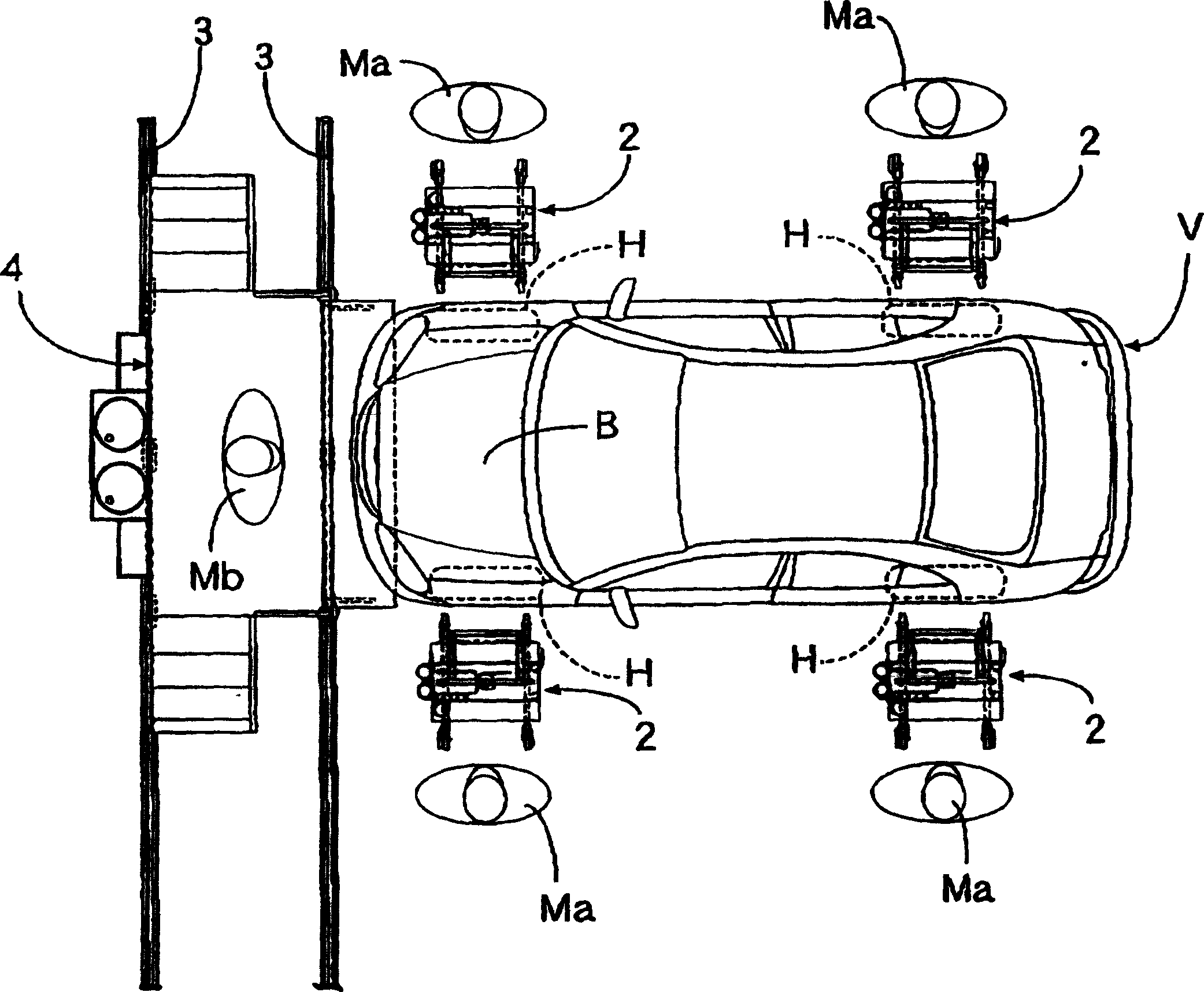 Automobile servicing process, and automobile servicing equipment