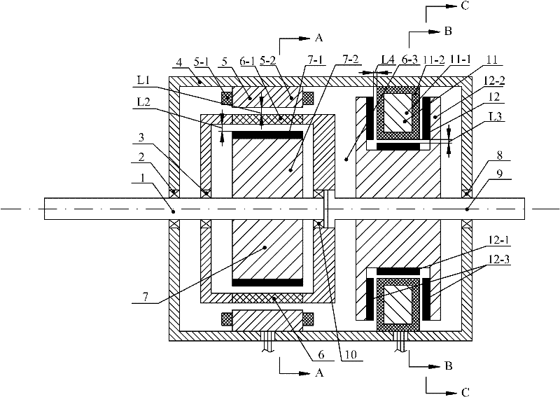 Radial-shaft radial magnetic field modulated brushless composite structure motor