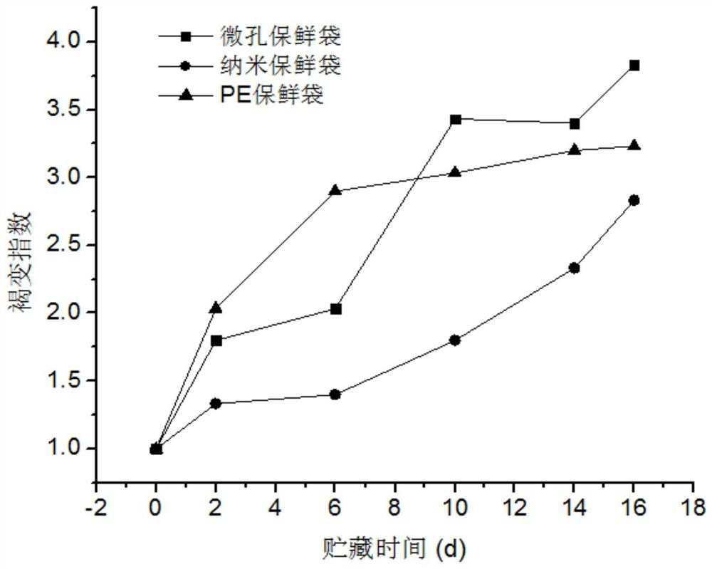 Nano freshness protection bag material as well as preparation method and application thereof