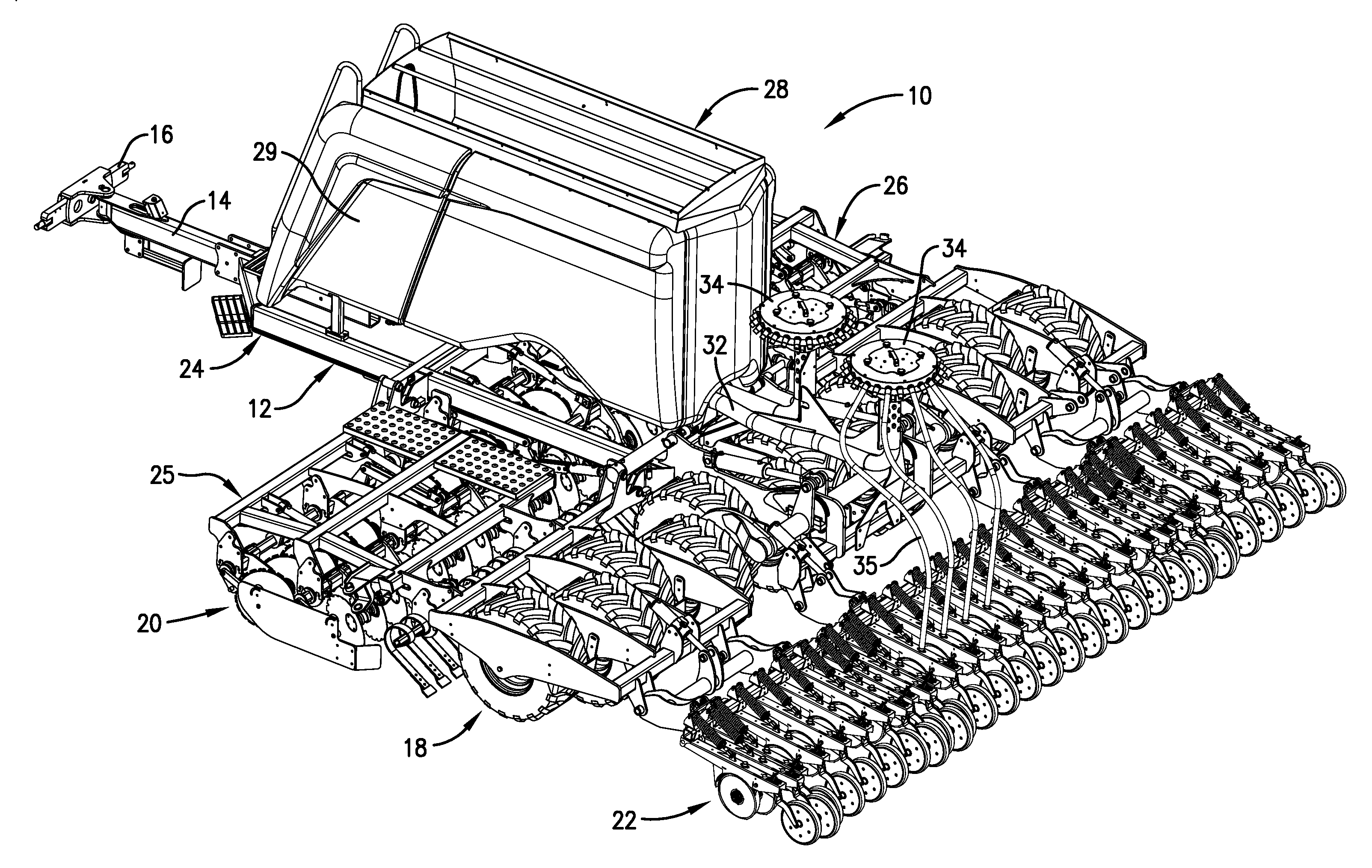 Agricultural implement having hopper weighing system