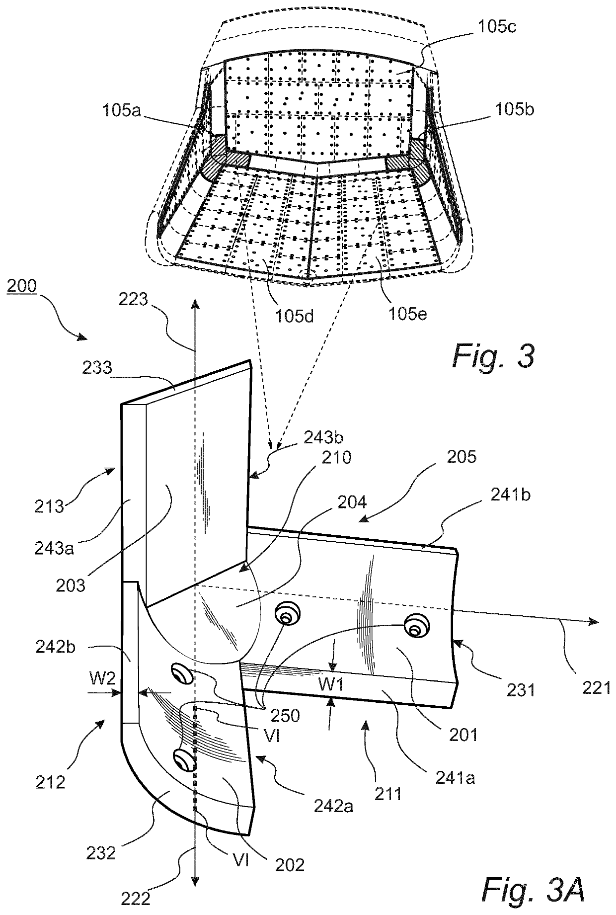 A lining for a haul truck body, a transition lining element and a method for fastening a lining