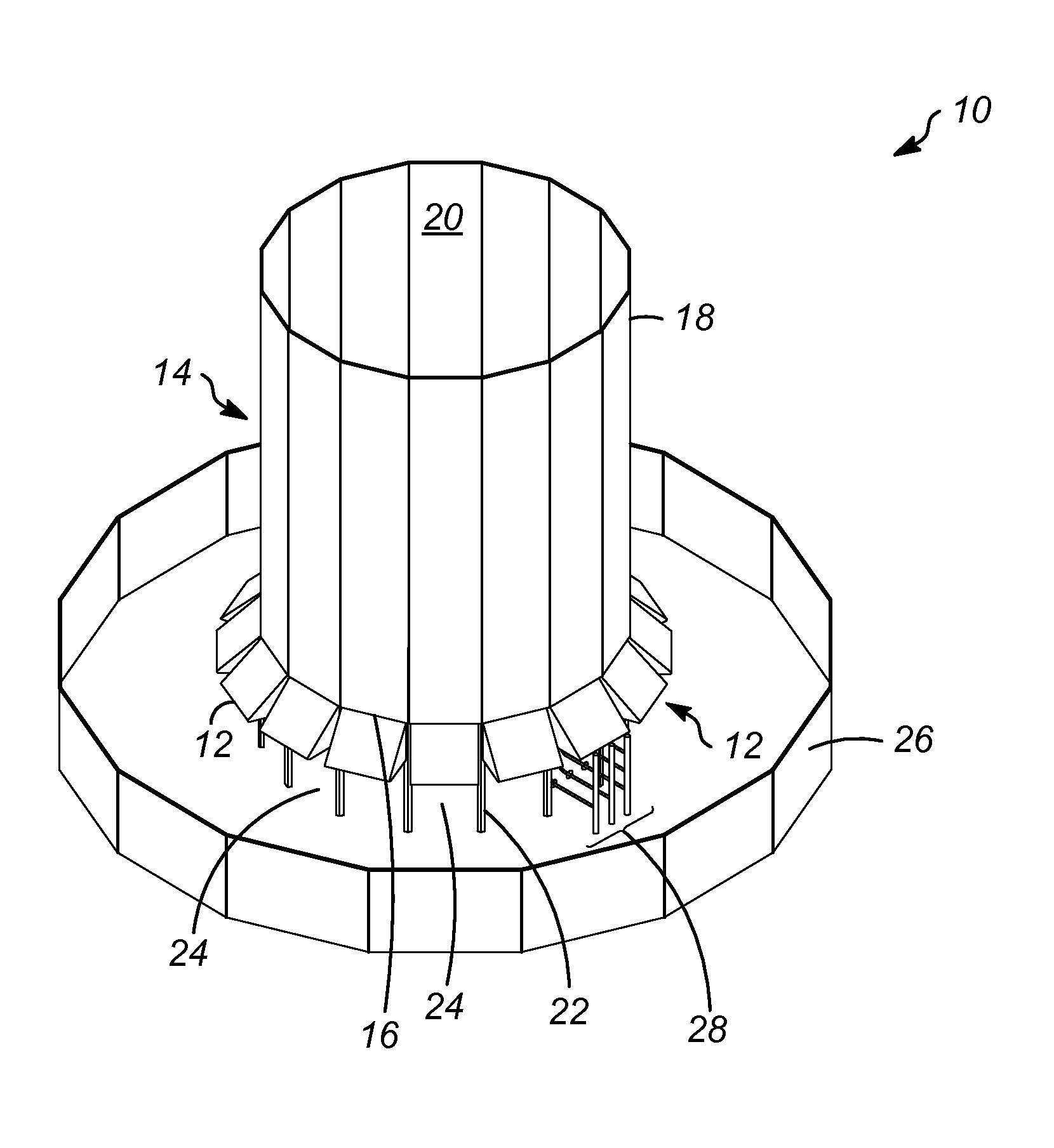 Enclosed flare stack and method of flaring waste gas